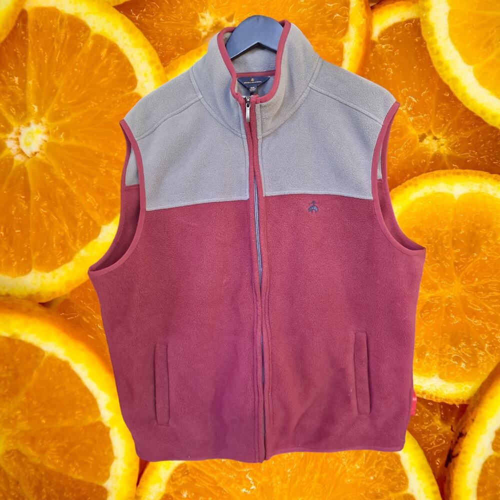 Brooks Brothers Fleece Red and Gray Vest Size XXL